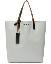 Marni Off White Green Pvc Shopping Tote Bag