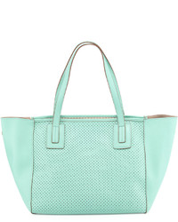 Neiman Marcus Perforated Small Tote Bag Mint