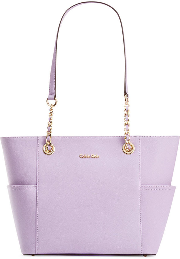 Airco muis bezig Calvin Klein Saffiano Leather Tote, $178 | Macy's | Lookastic
