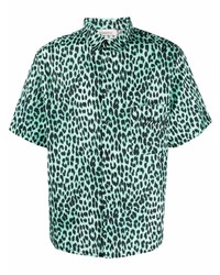 Laneus Leopard Print Short Sleeve Shirt