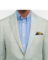 Richard James Green Seishin Slim Fit Wool Linen And Mohair Blend Suit Jacket