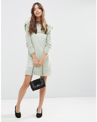 Asos Collection Dress In Pointelle Stitch With Ruffle Detail