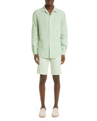 Loro Piana Abdre Arizona Linen Button Up Shirt In Pool Green At Nordstrom