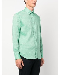Canali Mlange Long Sleeve Linen Shirt