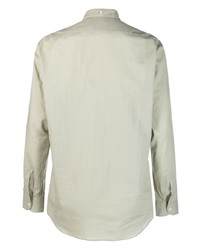 Caruso Band Collar Long Sleeve Cotton Shirt