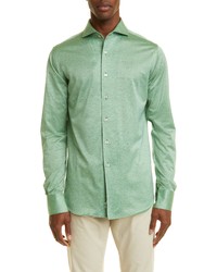 Canali Jersey Button Up Sport Shirt In Green At Nordstrom