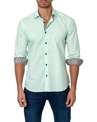 Jared Lang Long Sleeve Contrast Trim Semi Fitted Shirt