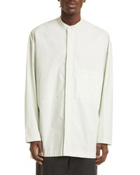Ambush Longline Band Collar Button Up Shirt In Greenlily At Nordstrom