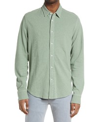 rag & bone Pursuit 365 Long Sleeve Cotton Pique Button Up Shirt In Leafgreen At Nordstrom