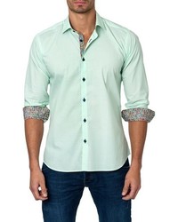 Jared Lang Trim Fit Sport Shirt Size Small Green