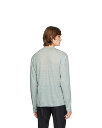 Z Zegna Green Linen Long Sleeve T Shirt