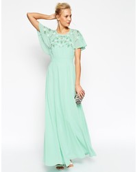 Asos Collection Embellished Flutter Sleeve Maxi Dress