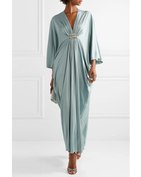 Reem Acra Draped Embellished Silk Jersey Maxi Dress
