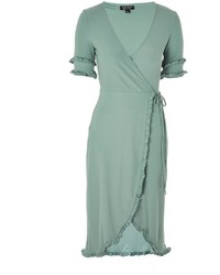 Topshop Frill Sleeve Wrap Midi Dress