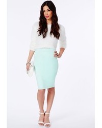 Missguided Candace Scuba Midi Skirt In Mint