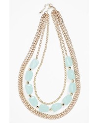 BP. Stone Multi Chain Necklace Mint Gold One Size