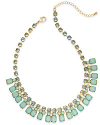 Bar III Gold Tone Mint Stone And Crystal Frontal Necklace