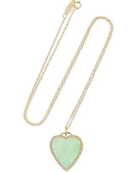 Jennifer Meyer Heart 18 Karat Gold Turquoise And Diamond Necklace