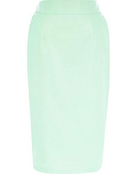 River Island Mint Green Leather Look Pencil Skirt