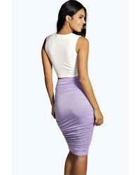 Boohoo Monica Ruched Sides Midi Skirt