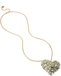 Betsey Johnson Happy Pretty Mint Rhinestone Heart Long Necklace M