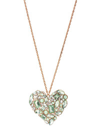 Betsey Johnson Happy Pretty Mint Rhinestone Heart Long Necklace M