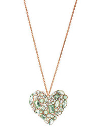 Betsey Johnson Mint Mixed Bead Heart Pendant Necklace