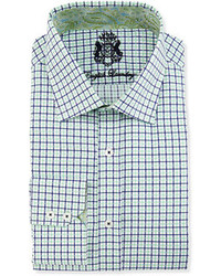 English Laundry Two Tone Check Plaid Dress Shirt Navygreen