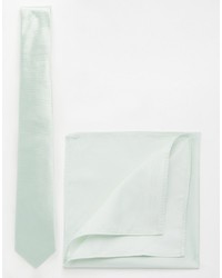 Asos Wedding Tie And Pocket Square Pack In Mint