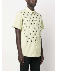 Raf Simons Polka Dot Print Short Sleeve Cotton Shirt