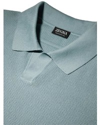 Zegna Cotton Jacquard Short Sleeve Polo Shirt
