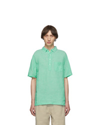 Onia Green Linen Josh Pullover Shirt
