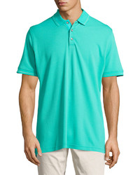 Robert Graham Numero Knit 3 Button Polo Shirt Aqua Haze