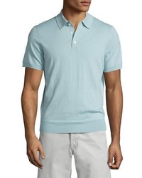 Neiman Marcus Short Sleeve Cashmere Silk Polo Shirt Mint
