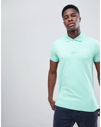 Hollister Solid Core Seagull Logo Polo Contrast Placket In Mint