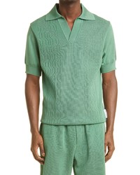 Farah X Bianca Saunders Gibbs Pointelle Detail Polo In 395 Meadow Green At Nordstrom