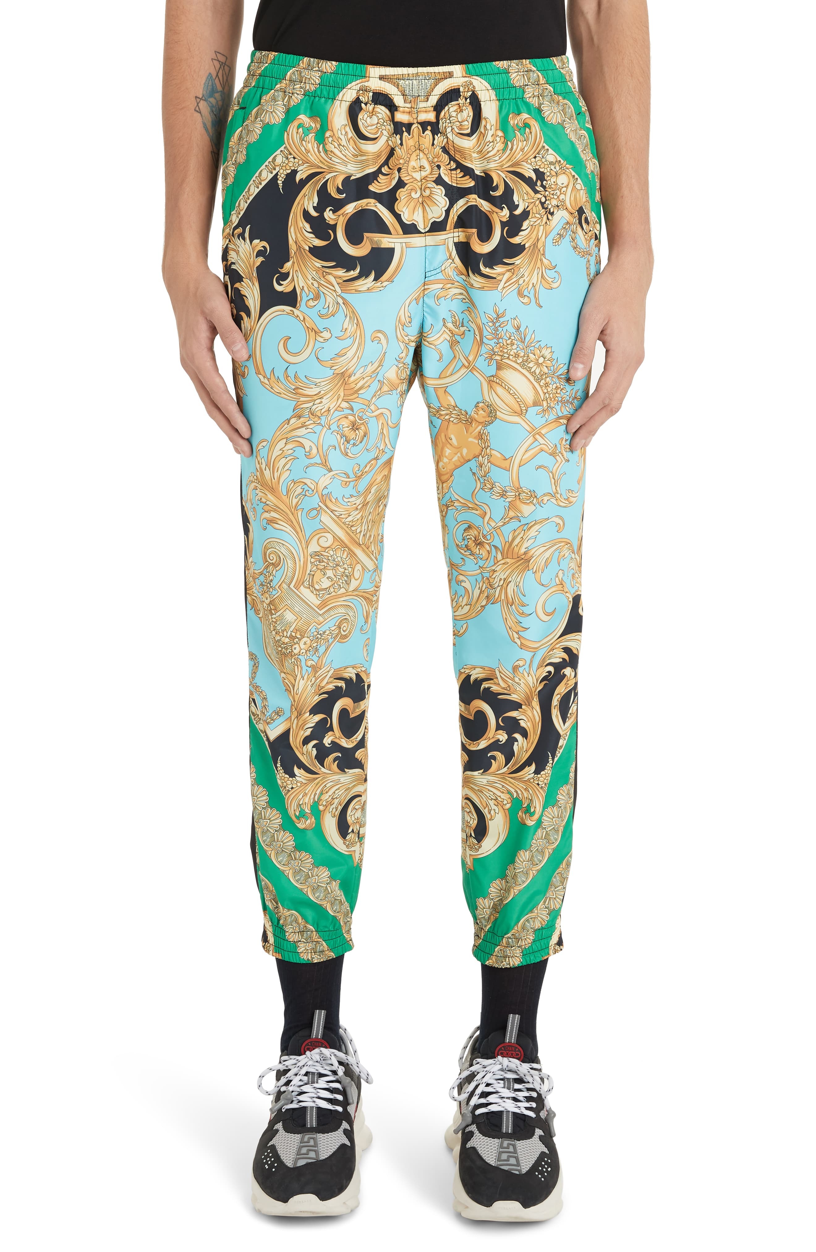 baroque-pattern print trousers