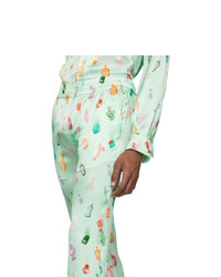 Casablanca Green Silk Apres Soiree Suit Trousers
