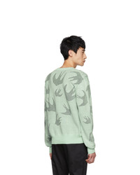 McQ Alexander McQueen Green And Black Pointelle Swallows Sweater