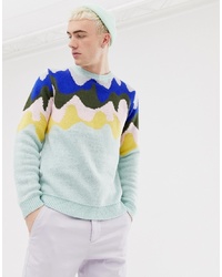 ASOS DESIGN Knitted Jumper With Design Pattern In Mint