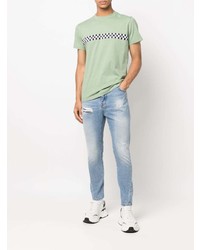 John Richmond Checkerboard Logo Print T Shirt