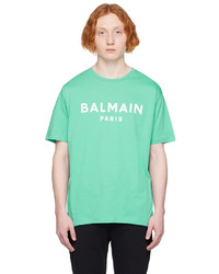 Balmain Green Printed T Shirt