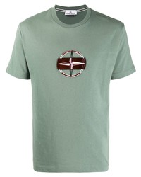 Stone Island Logo Print Short Sleeved T Shirt