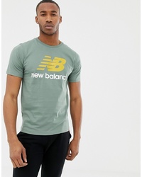 New Balance Logo T Shirt In Green Mt83530 Vtc