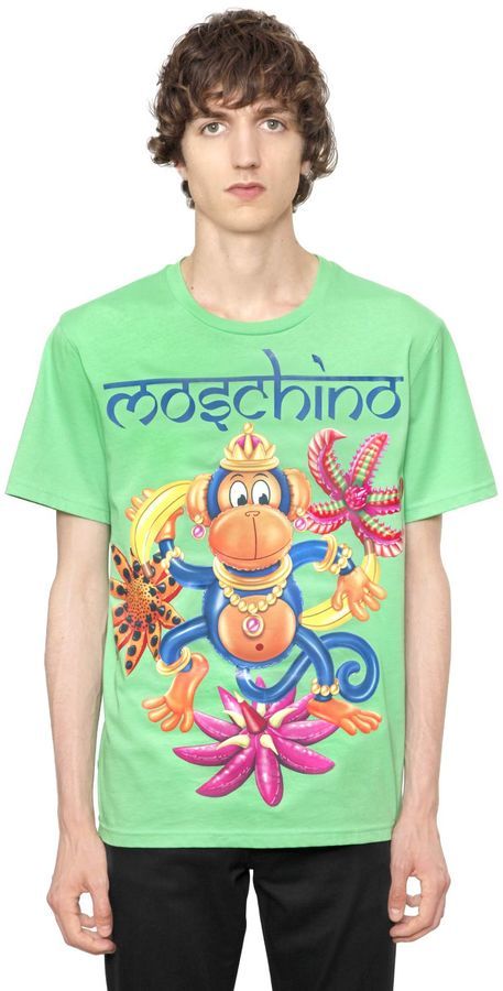 Moschino Monkey Printed Cotton Jersey T 