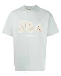 Palm Angels Teddy Bear Logo Print Crew Neck T Shirt