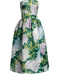 Dolce & Gabbana Hydrangea Print Organza Strapless Dress