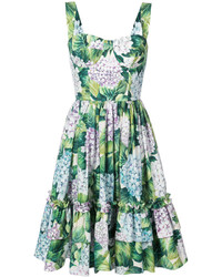 Dolce & Gabbana Hydrangea Print Tiered Dress