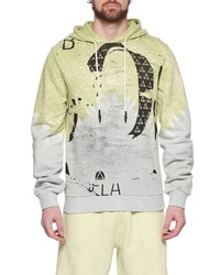 ELEVENPARIS Ombre Cotton Graphic Hoodie In Leaf Green Ombre At Nordstrom