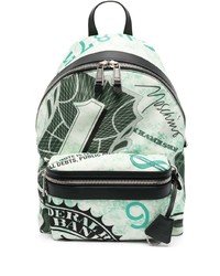Mint Print Leather Backpack